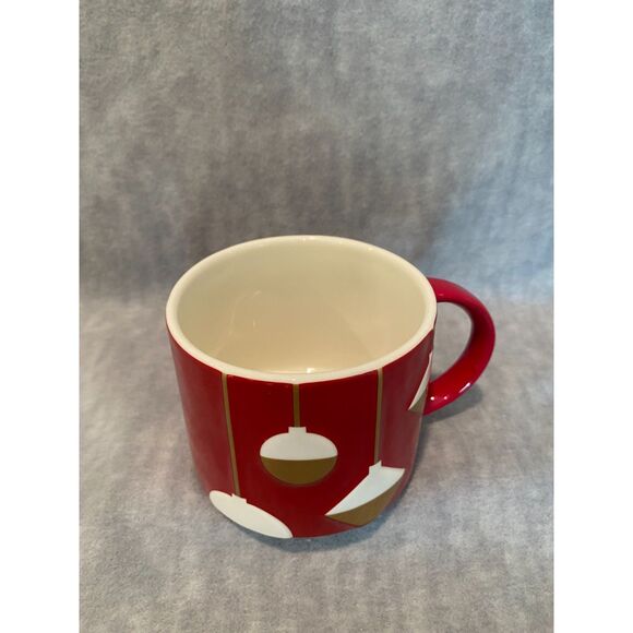 2012 Starbucks Coffee Mug Cup Christmas‎ Red with Gold and White Ornaments - Picture 2 of 7